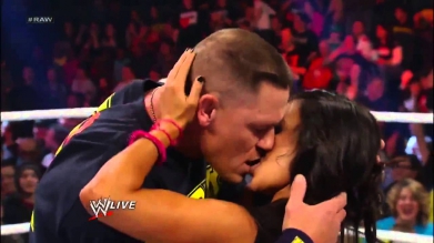 John Cena and AJ Lee Kiss - WWE Raw 11/19/12