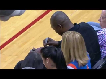 Rockets Fan Catches Hakeem-Autographed Ball, Gives to Kid