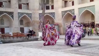 Fashion show in The Khanaka of Nadir Divan-begi, Bukhara, Uzbekistan